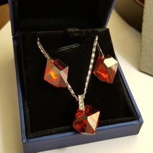 Abstract Red Swarovski Elements Pendant Necklace